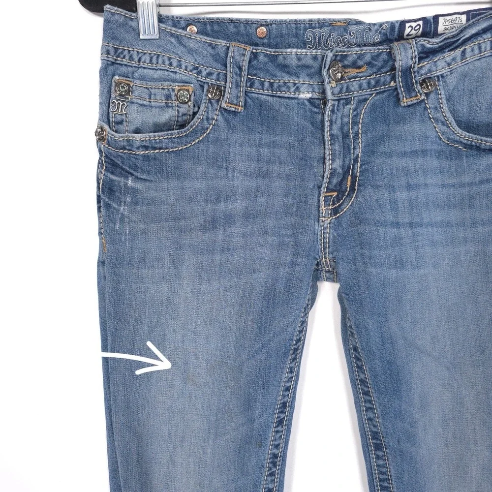 Miss Me Women's Jeans Size 29‎ Skinny Low Rise Embroidered JP5697S Med 103